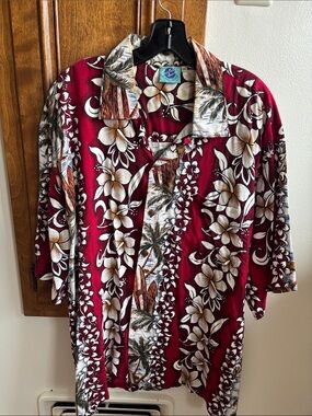 Cristal Sands Mens Large Short Sleeve Hawaiian Shirt Casual Party C-1